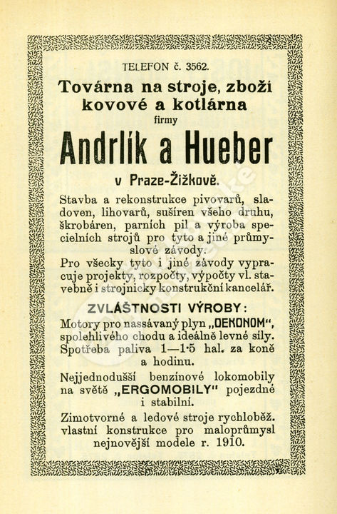 Reklama firmy Andrlík a Hueber