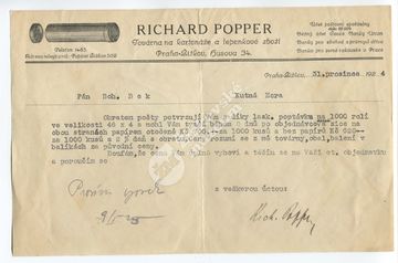 Obchodní dopis – Richard Popper