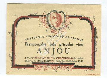 Etiketa Francouzské bílé přírodní víno ANJOU